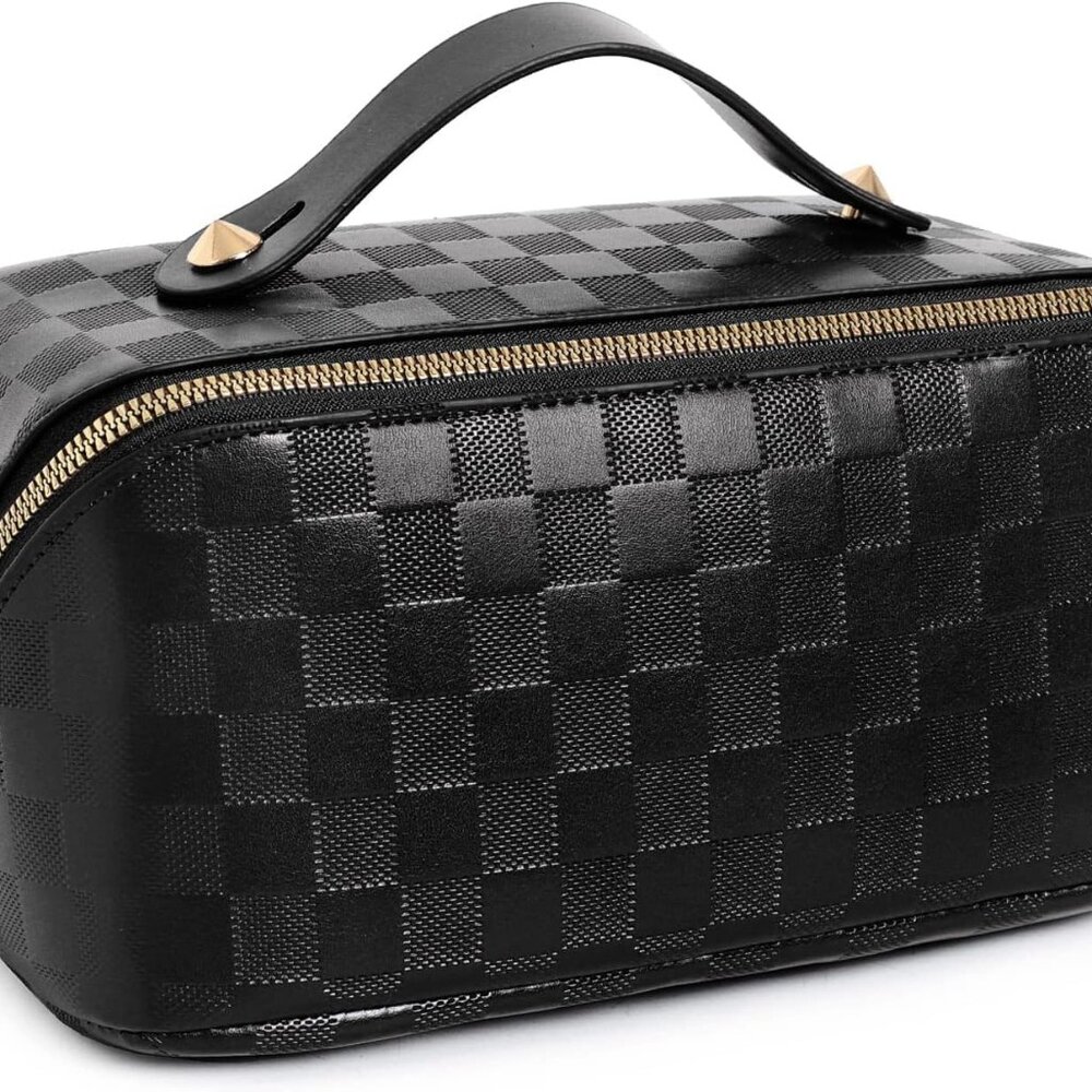 NWT Checkered Makeup Bag Black